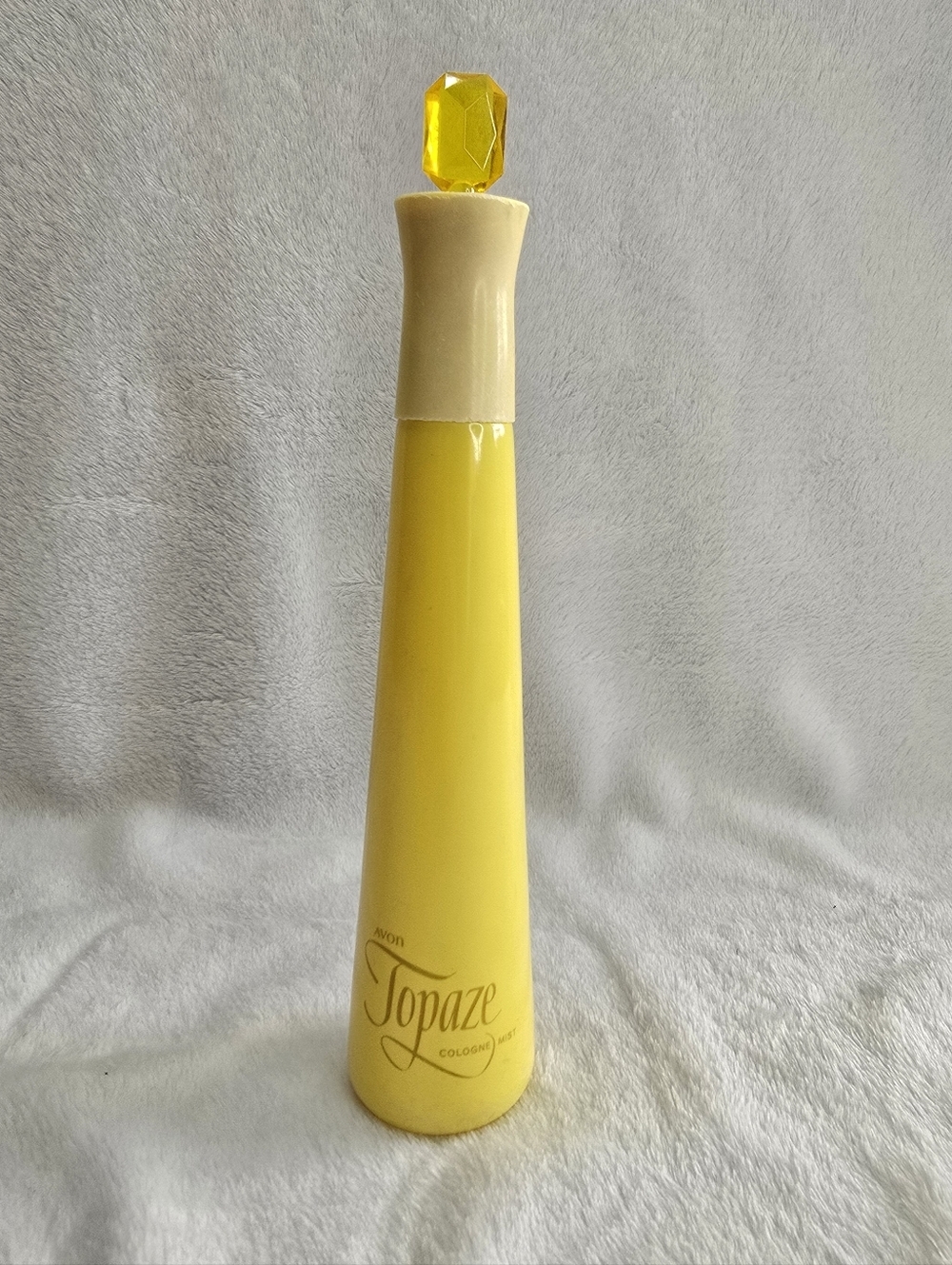 Vintage 1959 Avon Topaze Cologne Mist Yellow Pillar Bottle Jewel Bottle